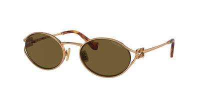 Miu Miu Oval-frame Tinted-lenses Sunglasses In Dark Brown
