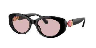 Swarovski Sk6002 Oval-frame Gem-embellished Acetate Sunglasses In Pink