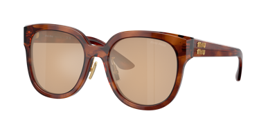 Miu Miu Womens Brown Mu 01zs Square-frame Tortoiseshell Acetate Sunglasses In Orange Mirror Internal Silver