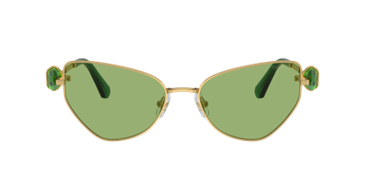 Swarovski Womens Gold Sk7003 Irregular-frame Metal Sunglasses In Dark Green