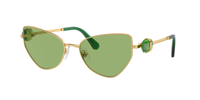 Swarovski Womens Gold Sk7003 Irregular-frame Metal Sunglasses In Dark Green