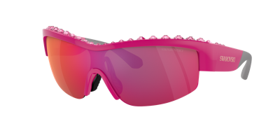 Swarovski Womens Pink Sk6014 Rectangle-frame Gem-embellished Acetate Sunglasses In Brown Mirror Orange