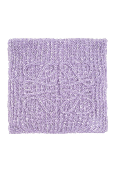 Shop Loewe Anagram Glistening Thread Scarf In Purple