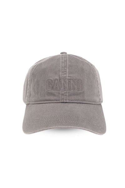 Shop Ganni Baseball Cap In Grey