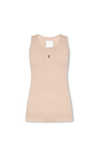 Shop Givenchy 4g Logo Plaque Tank Top In Beige