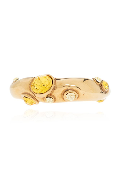 Shop Dries Van Noten Embellished Logo Engraved Ring In Gold