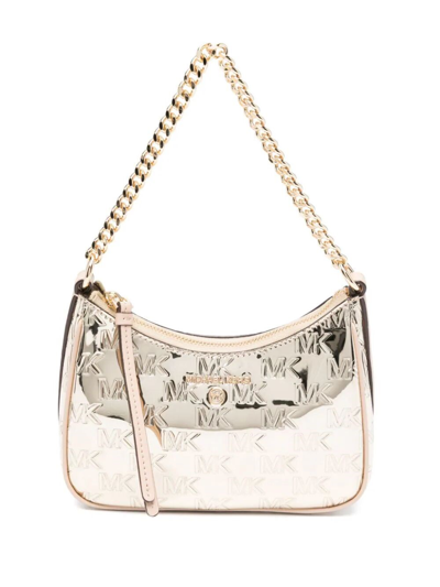 Shop Michael Kors Mk Jet Set Small Logo Pochette In Metallic