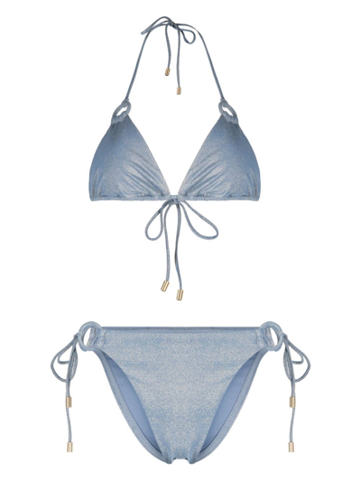 Shop Zimmermann Lurex Bikini Set In Blue