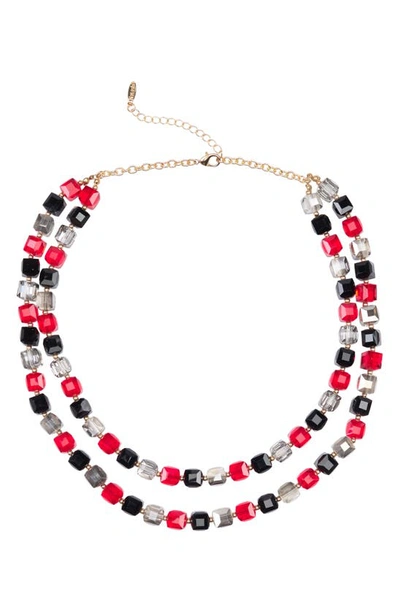 Shop Tasha Two-row Beaded Necklace In Gold Red