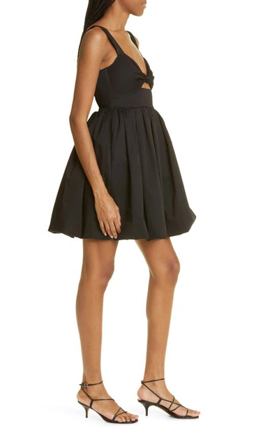 Shop Cara Cara Claribelle Knot Cutout Bubble Hem Stretch Cotton Dress In Black