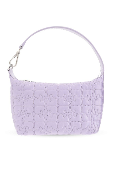 Shop Ganni Butterfly Small Handbag In Purple