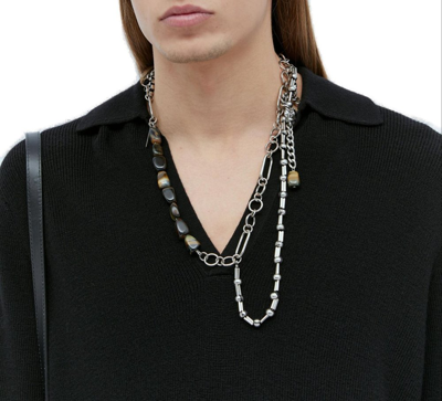 Shop Dries Van Noten Tiger Pendant Chained Necklace In Multi