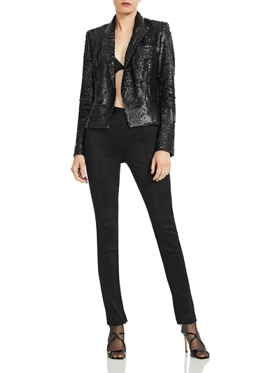 Shop L Agence Brooke Womens Sequined Open Front Double-breasted Blazer In Black