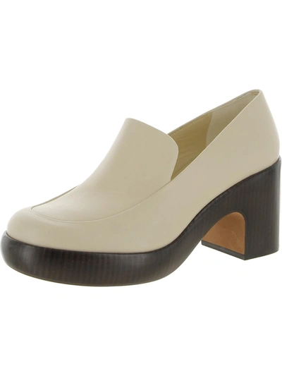 Shop Vince Narissa Womens Leather Block Heel Clogs In White