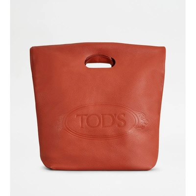 Shop Tod's Shopping Tote In Leather Medium In Orange