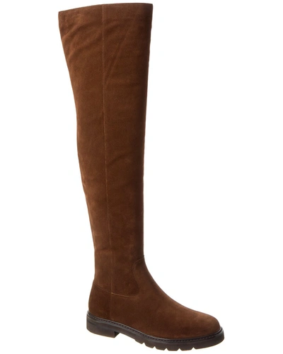 Shop Stuart Weitzman Chicago Lug Suede Over-the-knee Boot In Brown