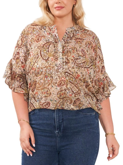 Shop Vince Camuto Womens Paisley Print Pintuck Blouse In Multi