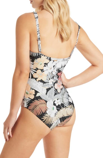 Shop Sea Level Calypso Square Neck One-piece Swimsuit In Charcoal