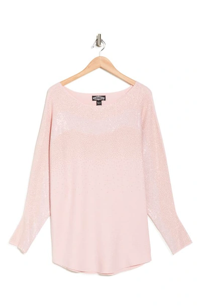 Shop Rain And Rose Embellished Long Sleeve Jersey Sweater In Pink