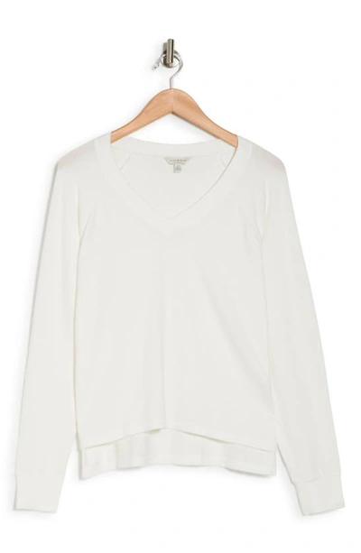 Shop Lucky Brand V-neck High-low Pullover In Marshmallow