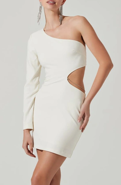 Shop Astr Lavinia Long Sleeve Minidress In Off White