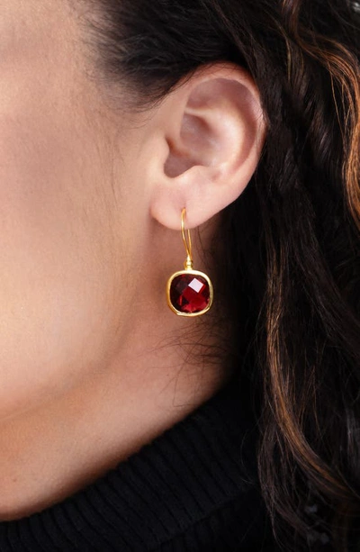 Saachi Cushion Stone Drop Earrings In Red