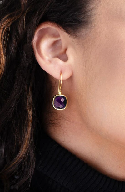 Saachi Cushion Stone Drop Earrings In Purple