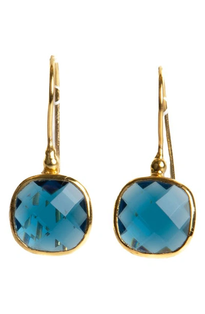 Saachi Cushion Stone Drop Earrings In Blue