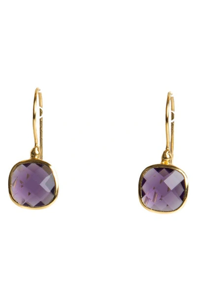 Saachi Cushion Stone Drop Earrings In Purple