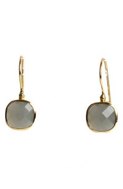 Saachi Cushion Stone Drop Earrings In Light Grey