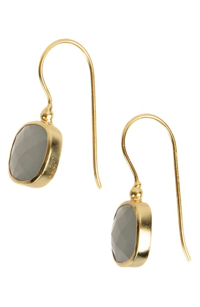 Saachi Cushion Stone Drop Earrings In Light Grey