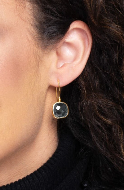 Saachi Cushion Stone Drop Earrings In Light Grey