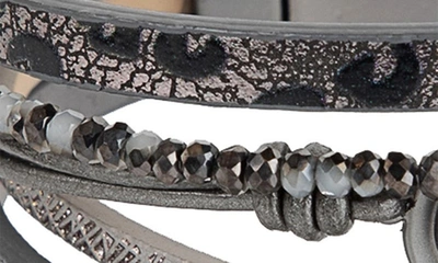 Saachi Leather Bracelet In Grey