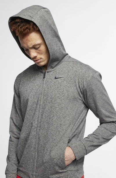 Shop Nike Dry Full Zip Hoodie In Black/ Heather/ Black