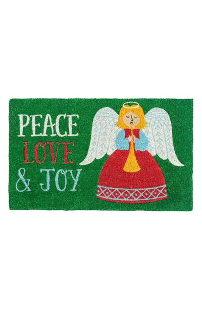Shop Entryways Peace, Love & Joy Doormat In Green Multi