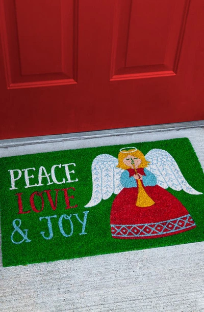 Shop Entryways Peace, Love & Joy Doormat In Green Multi
