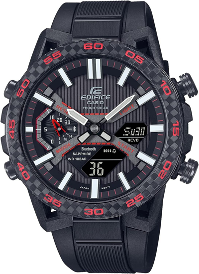 Pre-owned Casio Edifice Sospensione Ecb-2000ypb-1ajf Black Bluetooth Solar Men Watch