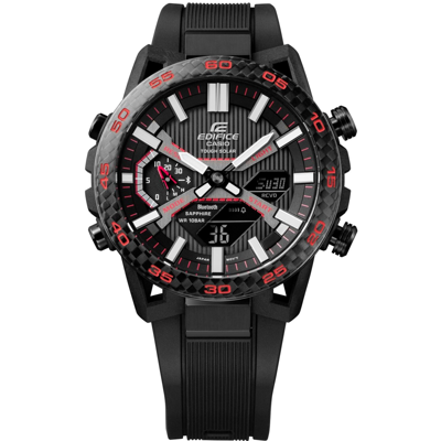 Pre-owned Casio Edifice Sospensione Ecb-2000ypb-1ajf Black Bluetooth Solar Men Watch