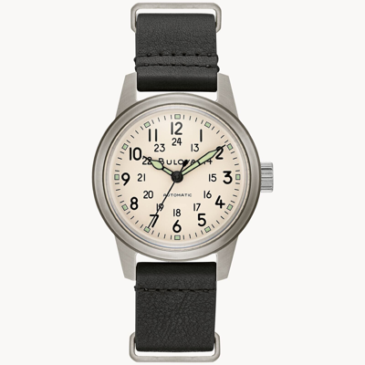 Pre-owned Bulova Men's Dial Leather Strap Hack Watch 96a246
