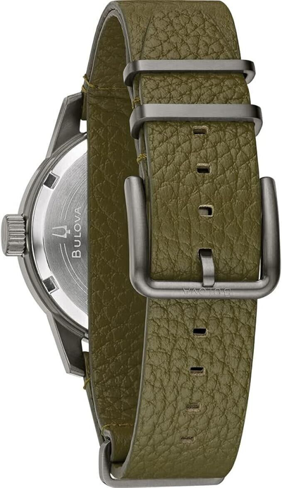 Pre-owned Bulova Men's Black Dial Leather Strap Hack Watch 98a255