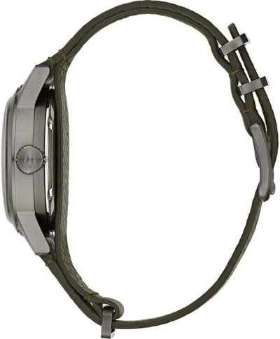 Pre-owned Bulova Men's Black Dial Leather Strap Hack Watch 98a255