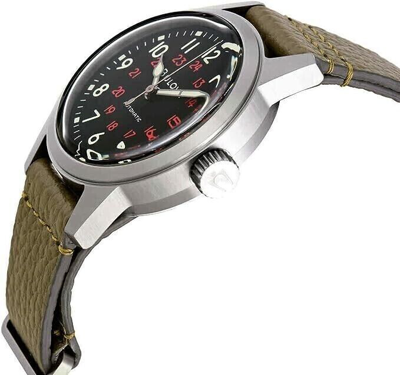 Pre-owned Bulova Men's Black Dial Leather Strap Hack Watch 98a255