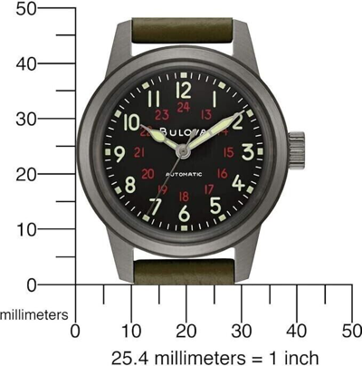 Pre-owned Bulova Men's Black Dial Leather Strap Hack Watch 98a255