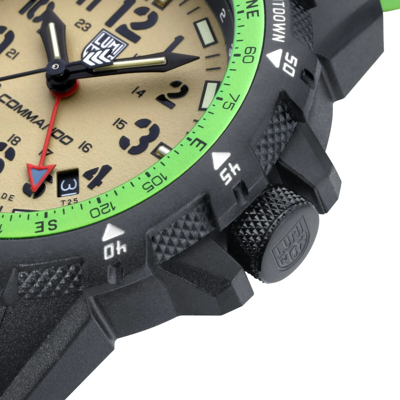 Pre-owned Luminox Men's 46mm Commando Raider Gmt Beige Dial Sapphire Crystal Watch Xl.3337