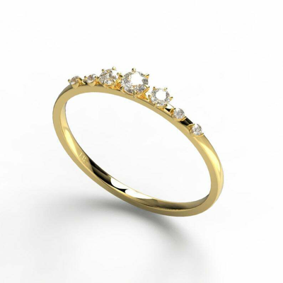 Pre-owned Handmade Diamond Stacking Ring / 14k Gold Round Diamond Wedding Band / Diamond Stacking In White