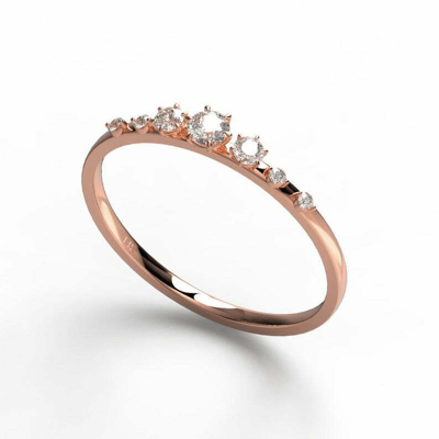 Pre-owned Handmade Diamond Stacking Ring / 14k Gold Round Diamond Wedding Band / Diamond Stacking In White