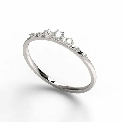 Pre-owned Handmade Diamond Stacking Ring / 14k Gold Round Diamond Wedding Band / Diamond Stacking In White