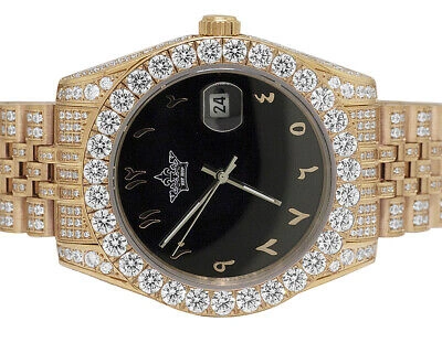 Pre-owned Hip Hop Rose Stainless Steel Ii Style 41mm Automatic Simulated Diamond Watch