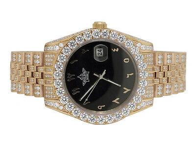 Pre-owned Hip Hop Rose Stainless Steel Ii Style 41mm Automatic Simulated Diamond Watch