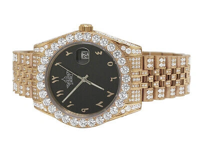 Pre-owned Hip Hop Rose Stainless Steel Ii Style 41mm Automatic Simulated Diamond Watch